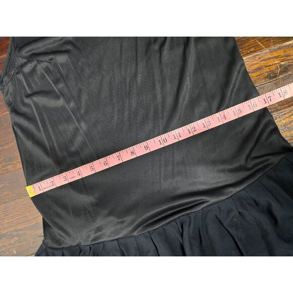 Vintage Black Semi Sheer Pleated Dress Slip Black Swan Boudoir Lingerie Goth - Picture 8 of 12